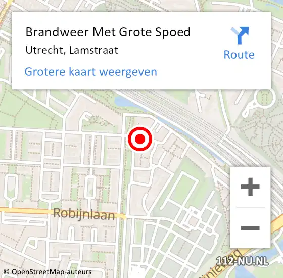 Locatie op kaart van de 112 melding: Brandweer Met Grote Spoed Naar Utrecht, Lamstraat op 3 juli 2016 16:22