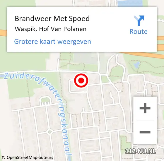 Locatie op kaart van de 112 melding: Brandweer Met Spoed Naar Waspik, Hof Van Polanen op 3 juli 2016 16:59