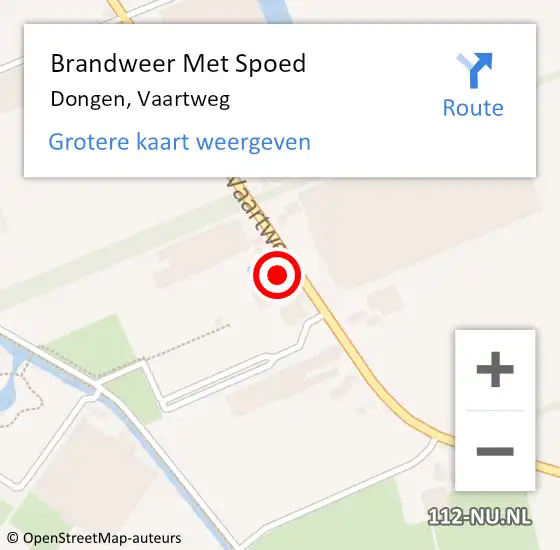 Locatie op kaart van de 112 melding: Brandweer Met Spoed Naar Dongen, Vaartweg op 3 juli 2016 17:01