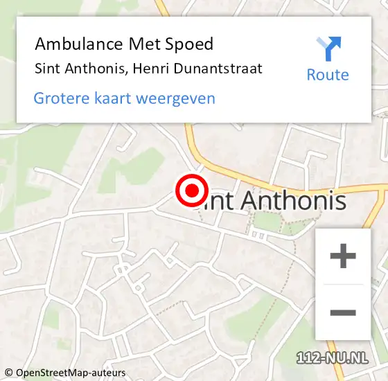 Locatie op kaart van de 112 melding: Ambulance Met Spoed Naar Sint Anthonis, Henri Dunantstraat op 3 juli 2016 17:13