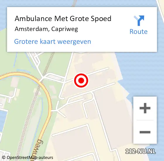 Locatie op kaart van de 112 melding: Ambulance Met Grote Spoed Naar Amsterdam, Capriweg op 20 december 2013 07:11