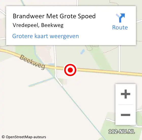 Locatie op kaart van de 112 melding: Brandweer Met Grote Spoed Naar Vredepeel, Beekweg op 3 juli 2016 17:49