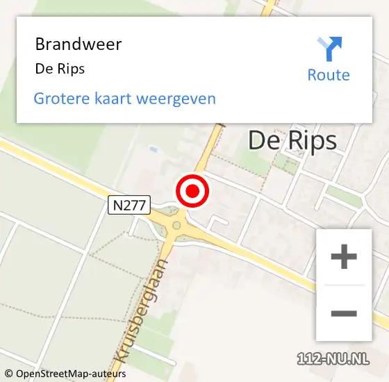 Locatie op kaart van de 112 melding: Brandweer De Rips op 3 juli 2016 17:51