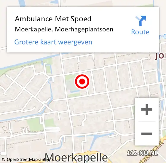 Locatie op kaart van de 112 melding: Ambulance Met Spoed Naar Moerkapelle, Moerhageplantsoen op 3 juli 2016 18:09