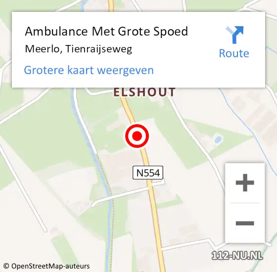 Locatie op kaart van de 112 melding: Ambulance Met Grote Spoed Naar Meerlo, Tienraijseweg op 3 juli 2016 19:11