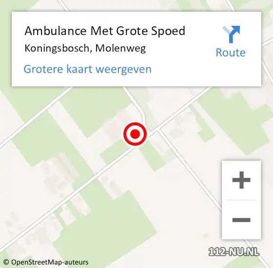 Locatie op kaart van de 112 melding: Ambulance Met Grote Spoed Naar Koningsbosch, Molenweg op 3 juli 2016 19:16