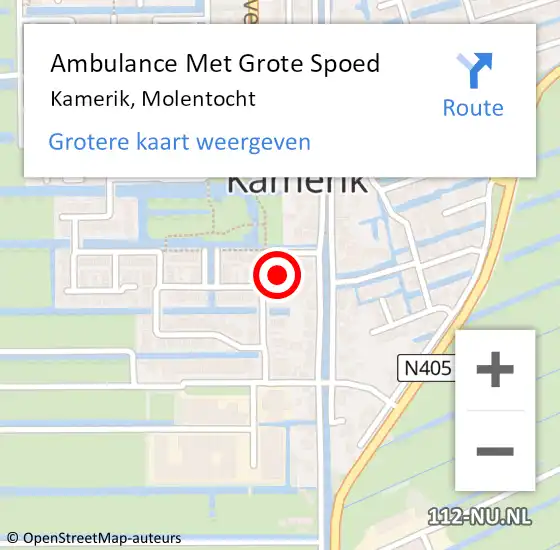 Locatie op kaart van de 112 melding: Ambulance Met Grote Spoed Naar Kamerik, Molentocht op 3 juli 2016 19:44