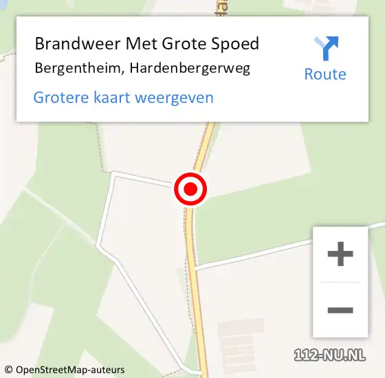 Locatie op kaart van de 112 melding: Brandweer Met Grote Spoed Naar Bergentheim, Hardenbergerweg op 3 juli 2016 19:51