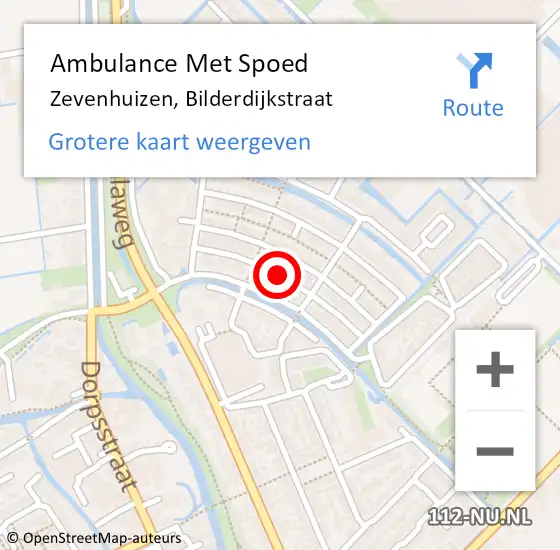 Locatie op kaart van de 112 melding: Ambulance Met Spoed Naar Zevenhuizen, Bilderdijkstraat op 3 juli 2016 19:51