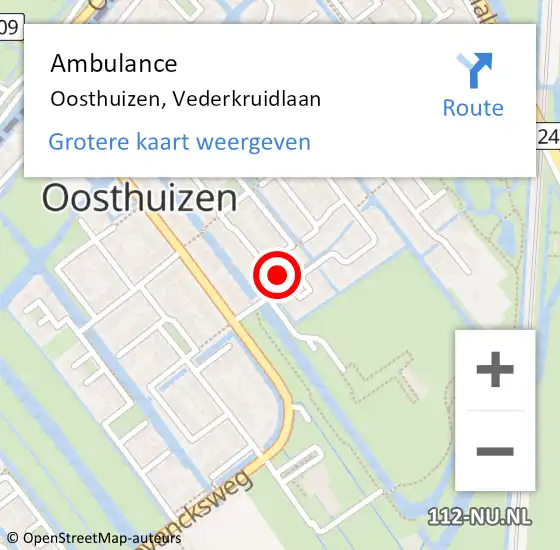 Locatie op kaart van de 112 melding: Ambulance Oosthuizen, Vederkruidlaan op 20 december 2013 07:36