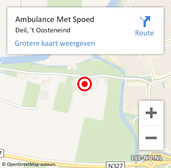 Locatie op kaart van de 112 melding: Ambulance Met Spoed Naar Deil, 't Oosteneind op 3 juli 2016 20:09