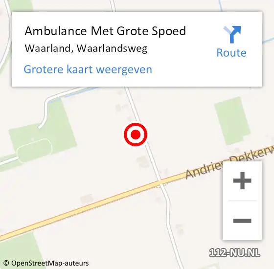 Locatie op kaart van de 112 melding: Ambulance Met Grote Spoed Naar Waarland, Waarlandsweg op 3 juli 2016 20:11