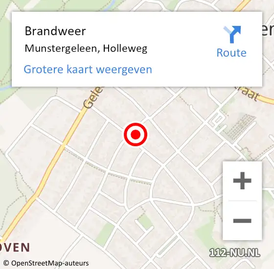 Locatie op kaart van de 112 melding: Brandweer Munstergeleen, Holleweg op 3 juli 2016 20:29
