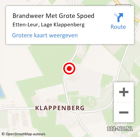 Locatie op kaart van de 112 melding: Brandweer Met Grote Spoed Naar Etten-Leur, Lage Klappenberg op 3 juli 2016 21:28