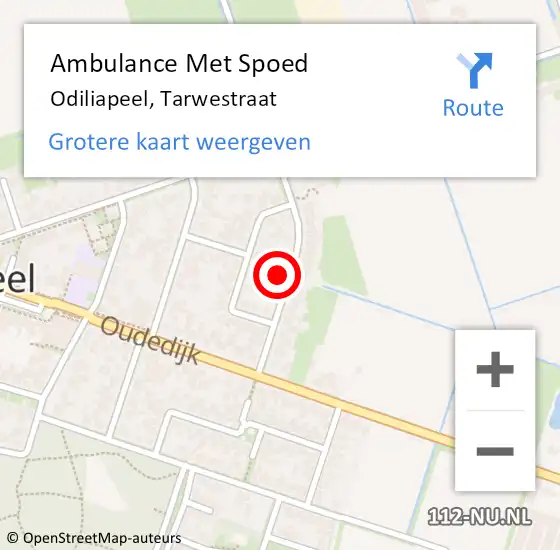 Locatie op kaart van de 112 melding: Ambulance Met Spoed Naar Odiliapeel, Tarwestraat op 3 juli 2016 21:32