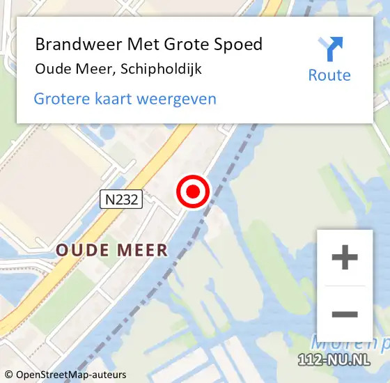 Locatie op kaart van de 112 melding: Brandweer Met Grote Spoed Naar Oude Meer, Schipholdijk op 3 juli 2016 22:04