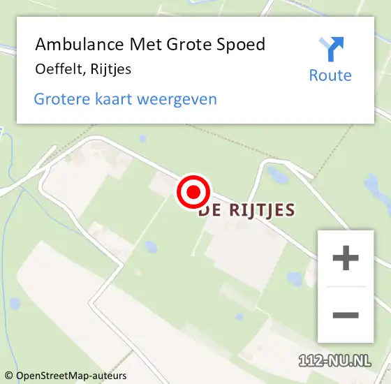 Locatie op kaart van de 112 melding: Ambulance Met Grote Spoed Naar Oeffelt, Rijtjes op 3 juli 2016 22:58