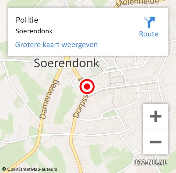 Locatie op kaart van de 112 melding: Politie Soerendonk op 3 juli 2016 23:00