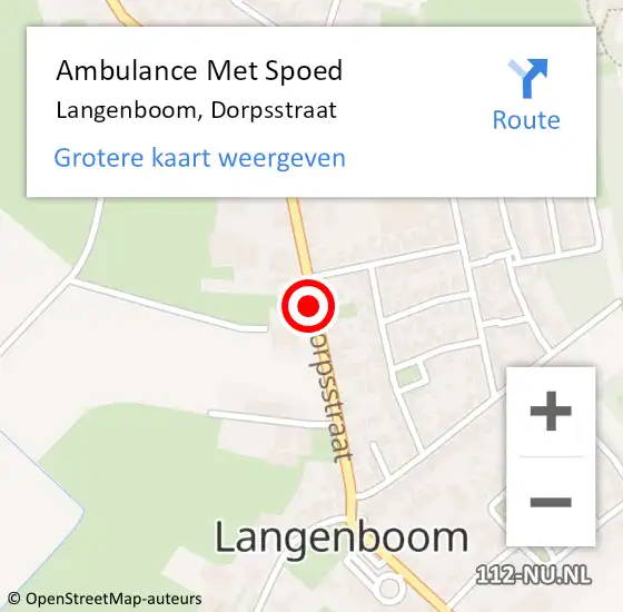 Locatie op kaart van de 112 melding: Ambulance Met Spoed Naar Langenboom, Dorpsstraat op 3 juli 2016 23:40