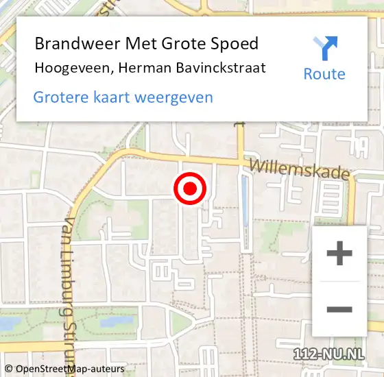 Locatie op kaart van de 112 melding: Brandweer Met Grote Spoed Naar Hoogeveen, Herman Bavinckstraat op 3 juli 2016 23:50