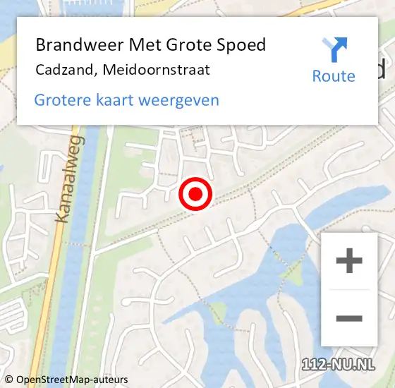 Locatie op kaart van de 112 melding: Brandweer Met Grote Spoed Naar Cadzand, Meidoornstraat op 4 juli 2016 00:36