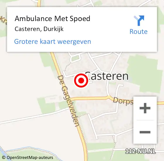 Locatie op kaart van de 112 melding: Ambulance Met Spoed Naar Casteren, Durkijk op 4 juli 2016 03:36