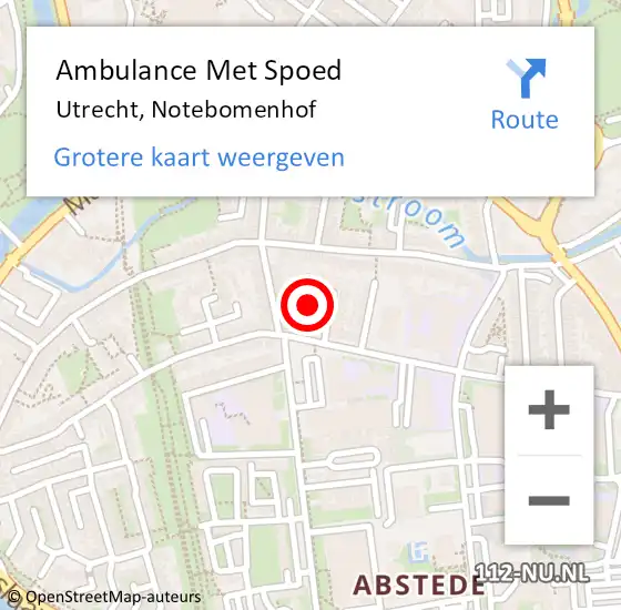 Locatie op kaart van de 112 melding: Ambulance Met Spoed Naar Utrecht, Notebomenhof op 4 juli 2016 03:53