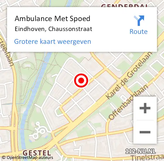 Locatie op kaart van de 112 melding: Ambulance Met Spoed Naar Eindhoven, Chaussonstraat op 4 juli 2016 04:26