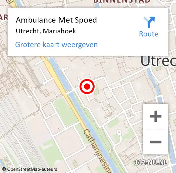 Locatie op kaart van de 112 melding: Ambulance Met Spoed Naar Utrecht, Mariahoek op 4 juli 2016 05:24