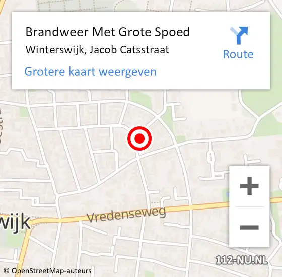 Locatie op kaart van de 112 melding: Brandweer Met Grote Spoed Naar Winterswijk, Jacob Catsstraat op 4 juli 2016 07:24