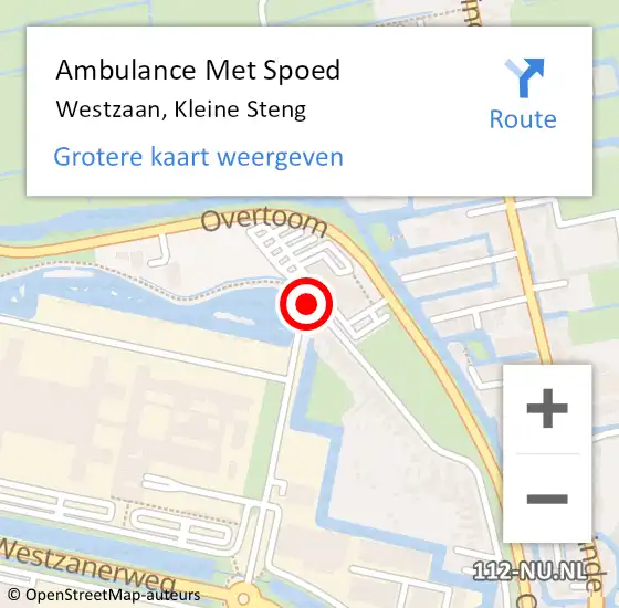 Locatie op kaart van de 112 melding: Ambulance Met Spoed Naar Westzaan, Kleine Steng op 4 juli 2016 08:10