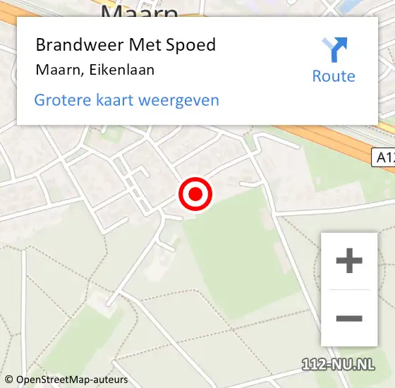 Locatie op kaart van de 112 melding: Brandweer Met Spoed Naar Maarn, Eikenlaan op 4 juli 2016 08:19