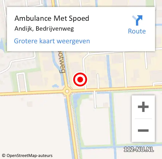 Locatie op kaart van de 112 melding: Ambulance Met Spoed Naar Andijk, Bedrijvenweg op 4 juli 2016 08:28