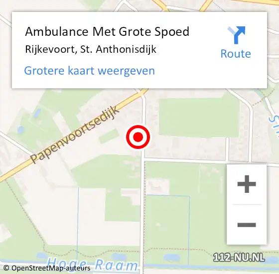 Locatie op kaart van de 112 melding: Ambulance Met Grote Spoed Naar Rijkevoort, St. Anthonisdijk op 4 juli 2016 08:33