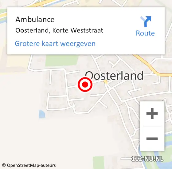 Locatie op kaart van de 112 melding: Ambulance Oosterland, Korte Weststraat op 4 juli 2016 10:20