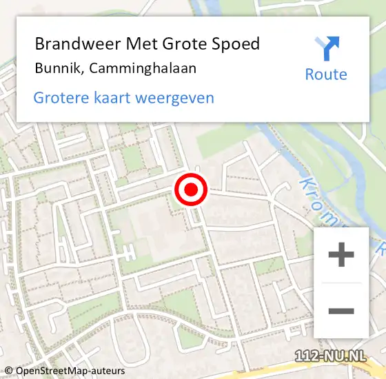 Locatie op kaart van de 112 melding: Brandweer Met Grote Spoed Naar Bunnik, Camminghalaan op 4 juli 2016 10:52