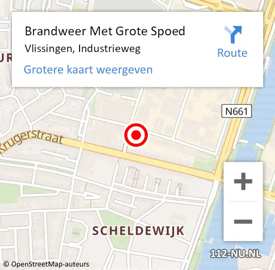 Locatie op kaart van de 112 melding: Brandweer Met Grote Spoed Naar Vlissingen, Industrieweg op 4 juli 2016 12:37