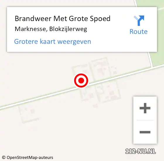 Locatie op kaart van de 112 melding: Brandweer Met Grote Spoed Naar Marknesse, Blokzijlerweg op 4 juli 2016 13:28