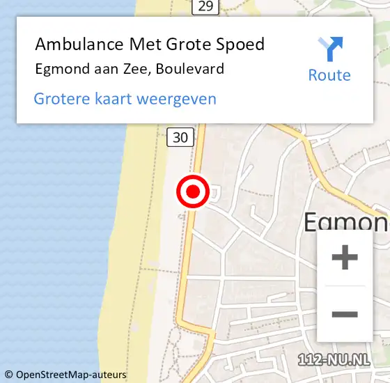 Locatie op kaart van de 112 melding: Ambulance Met Grote Spoed Naar Egmond aan Zee, Boulevard op 20 december 2013 08:57