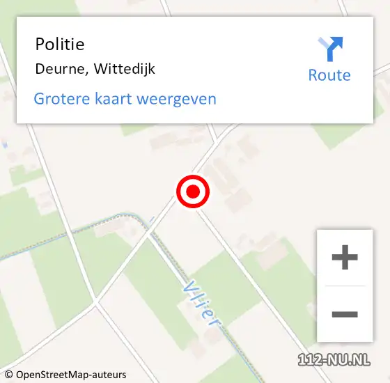 Locatie op kaart van de 112 melding: Politie Deurne, Wittedijk op 4 juli 2016 13:53