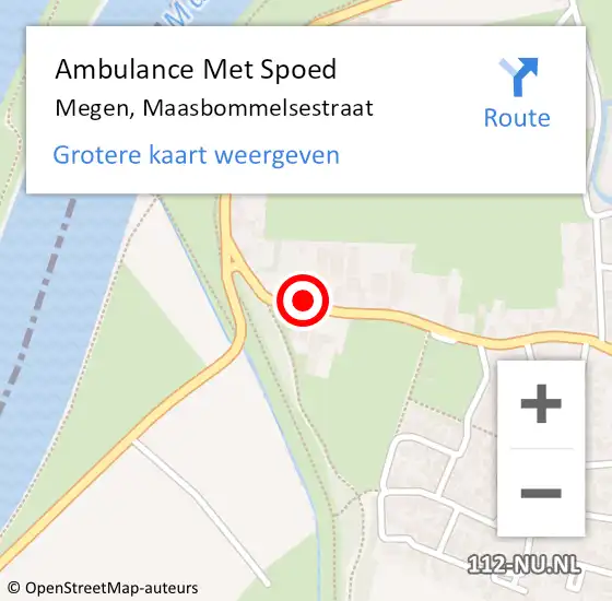 Locatie op kaart van de 112 melding: Ambulance Met Spoed Naar Megen, Maasbommelsestraat op 4 juli 2016 13:53