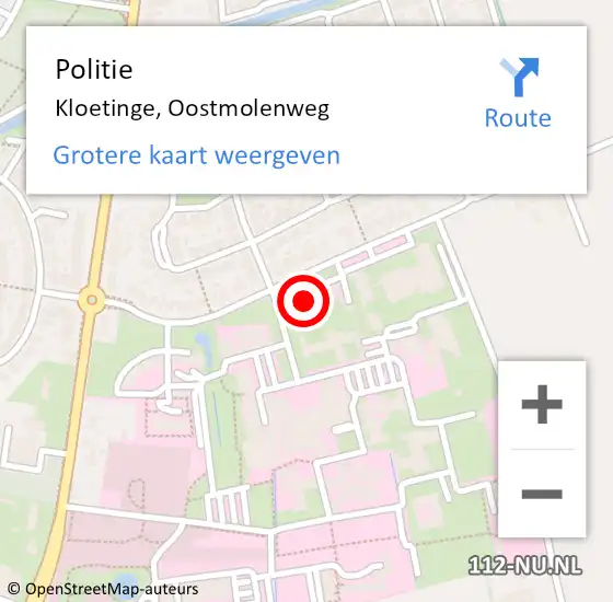 Locatie op kaart van de 112 melding: Politie Kloetinge, Oostmolenweg op 4 juli 2016 14:06