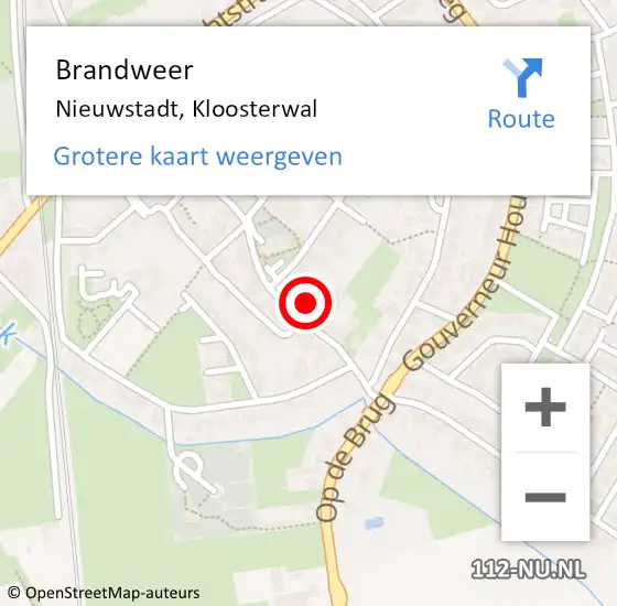 Locatie op kaart van de 112 melding: Brandweer Nieuwstadt, Kloosterwal op 4 juli 2016 14:46