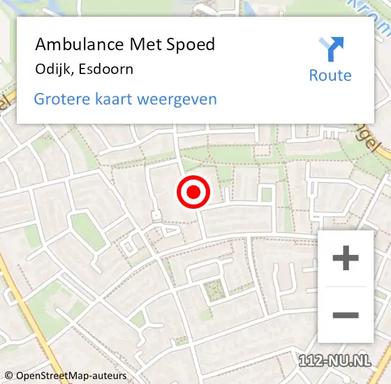 Locatie op kaart van de 112 melding: Ambulance Met Spoed Naar Odijk, Esdoorn op 4 juli 2016 15:06