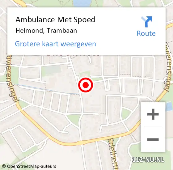 Locatie op kaart van de 112 melding: Ambulance Met Spoed Naar Helmond, Trambaan op 4 juli 2016 15:31