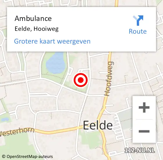 Locatie op kaart van de 112 melding: Ambulance Eelde, Hooiweg op 4 juli 2016 15:36