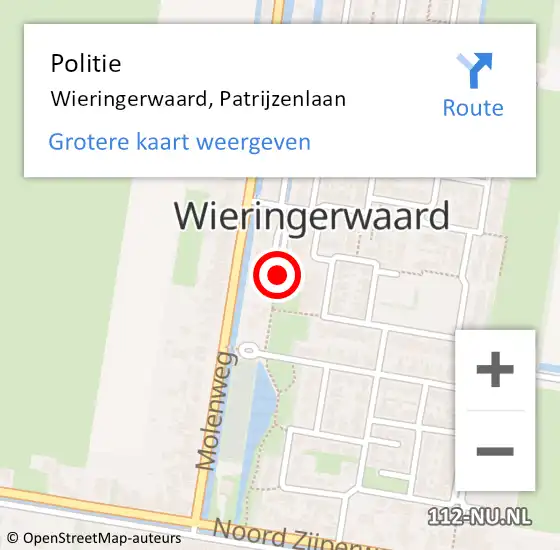 Locatie op kaart van de 112 melding: Politie Wieringerwaard, Patrijzenlaan op 4 juli 2016 16:34