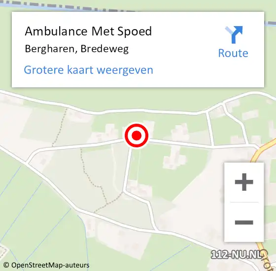 Locatie op kaart van de 112 melding: Ambulance Met Spoed Naar Bergharen, Bredeweg op 4 juli 2016 17:15