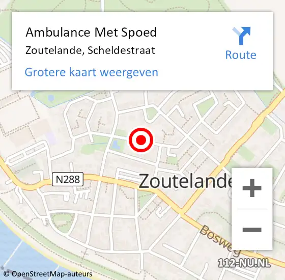 Locatie op kaart van de 112 melding: Ambulance Met Spoed Naar Zoutelande, Scheldestraat op 4 juli 2016 17:20