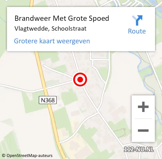 Locatie op kaart van de 112 melding: Brandweer Met Grote Spoed Naar Vlagtwedde, Schoolstraat op 4 juli 2016 17:29